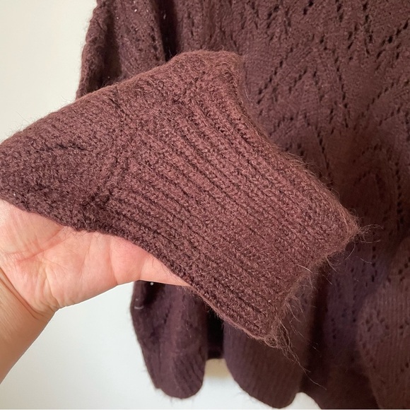 Old Navy Cozy Pointelle-Knit Crew-Neck Sweater Burgundy Size Extra Large - Picture 6 of 10